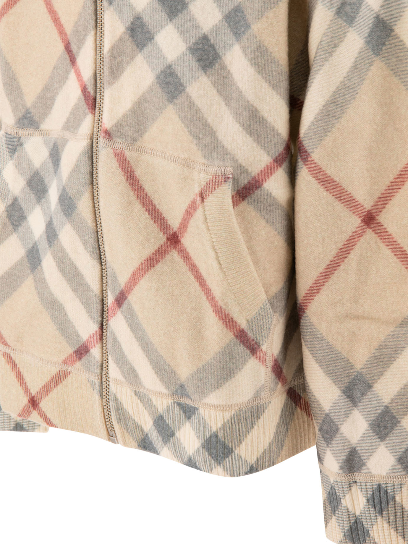 BURBERRY KIDS Beige Check wool sweatshirt with zip and hood